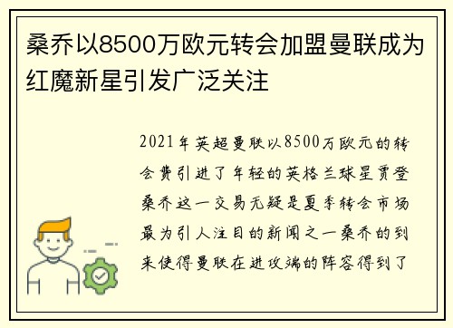 桑乔以8500万欧元转会加盟曼联成为红魔新星引发广泛关注